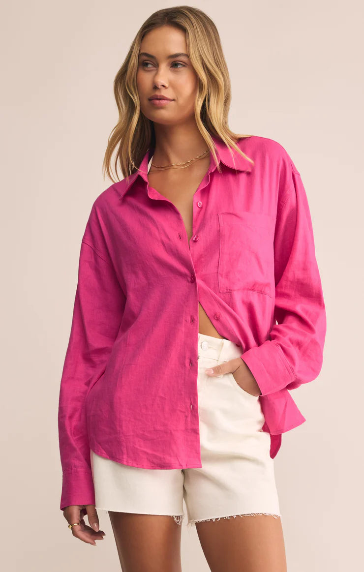 Alfie Button Up Shirt - Island Pink - BAY WINDOW