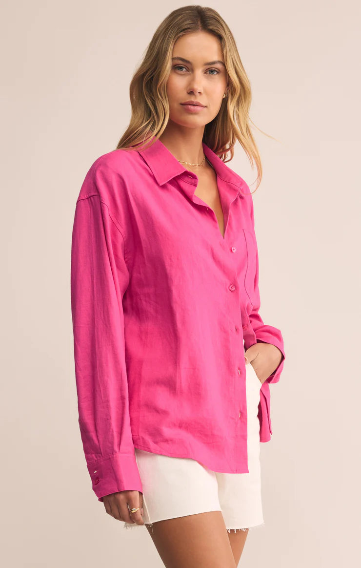 Alfie Button Up Shirt - Island Pink - BAY WINDOW