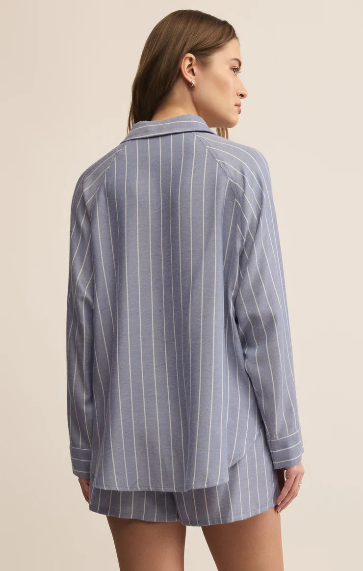 River Plaid Button Up - Blue Velvet