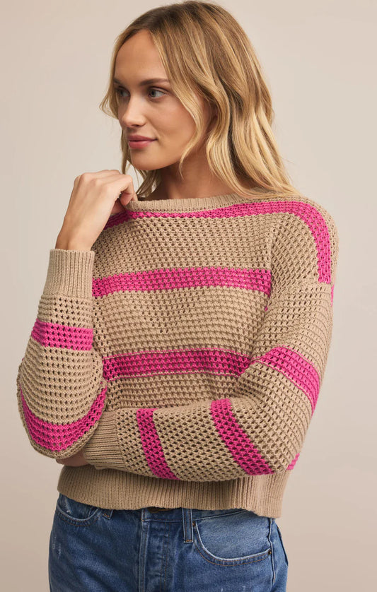 Broadbeach Striped Sweater - Biscuit - BAY WINDOW