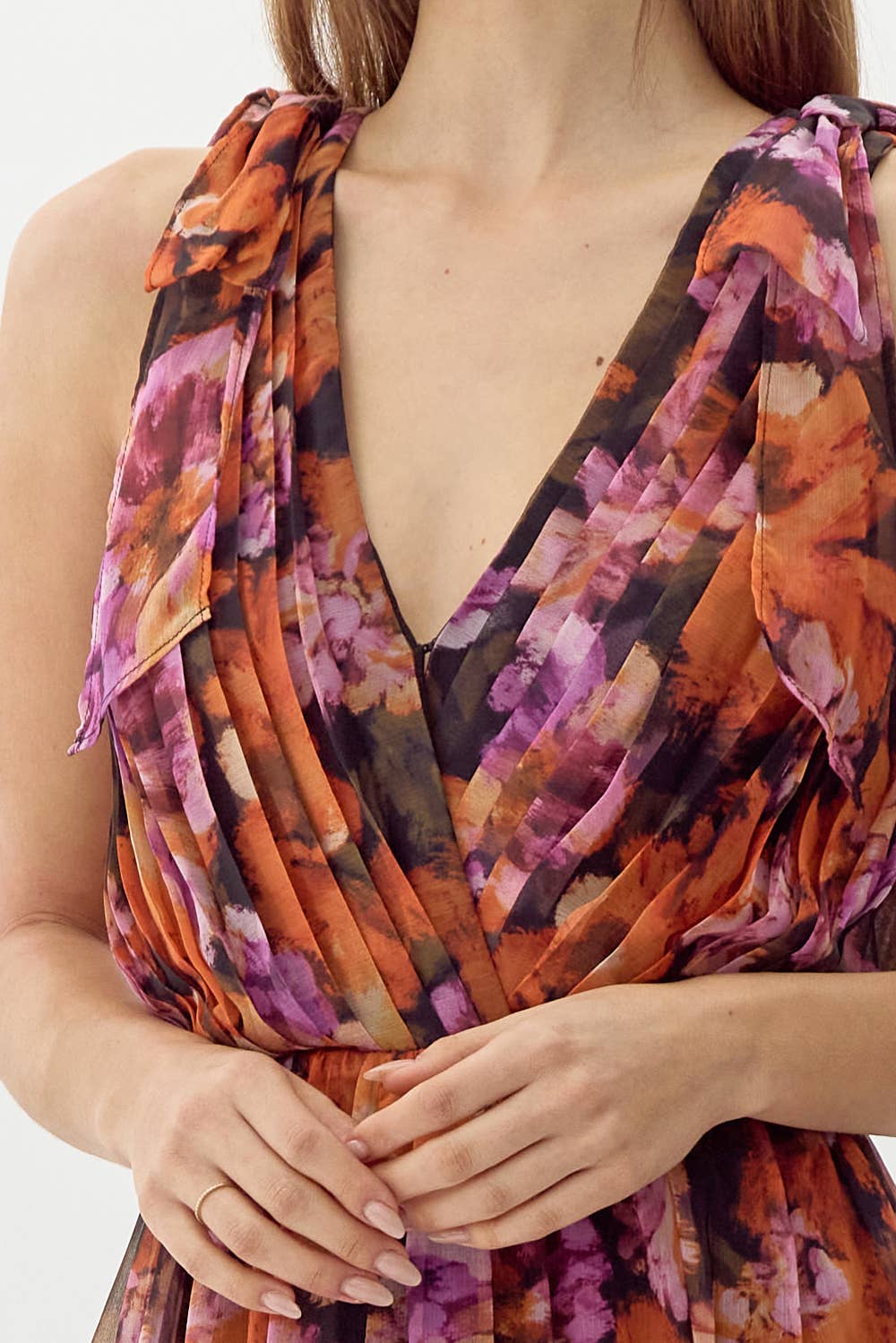 Vianka Tie Shoulder Chiffon Midi Dress - BAY WINDOW