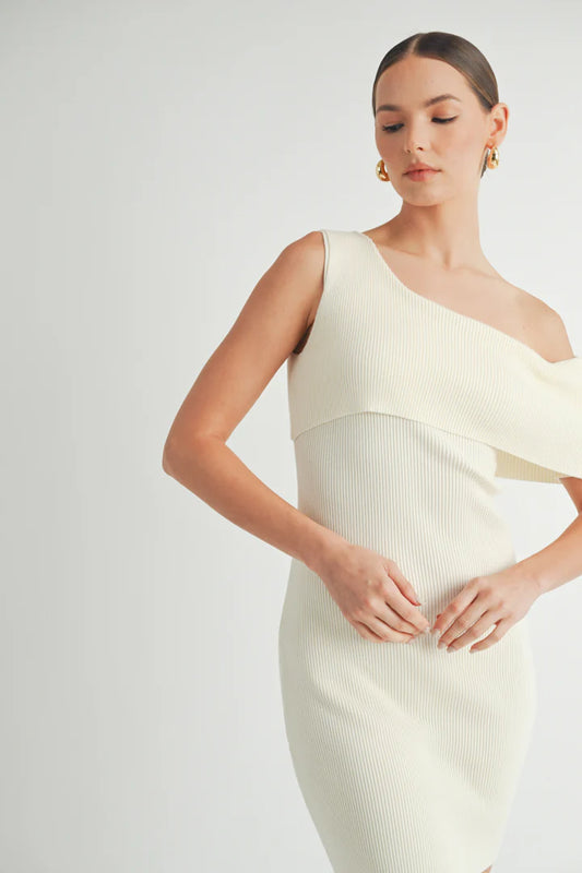 One Shoulder Sweater Dress - BAY WINDOW