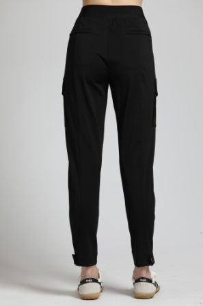 Ponte Pull On Cargo Pant - Black - BAY WINDOW