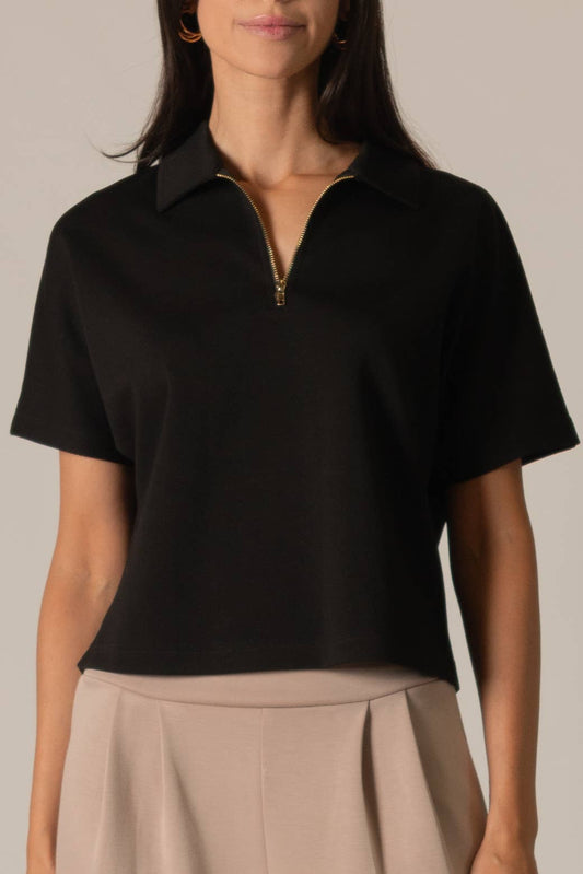 Butter Modal Short Sleeve Quarter Zip Top - BAY WINDOW