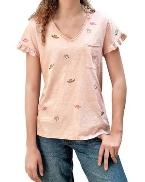 Cowboy Hat & Horsehoe Tee - Pink Dusk - BAY WINDOW