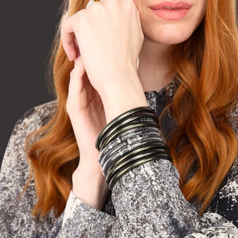 Black Spinel Three Queens All Weather Bangles - BAY WINDOW