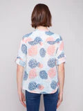 Printed Roll Up Sleeve Cotton Gauze Blouse - Jasmine - BAY WINDOW