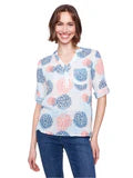 Printed Roll Up Sleeve Cotton Gauze Blouse - Jasmine - BAY WINDOW