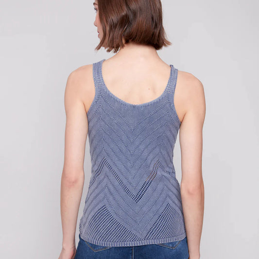 Chevron Pattern Knit Camisole - Denim - BAY WINDOW