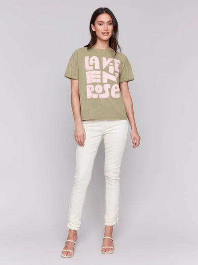 Loose Fit Drop Shoulder Short Sleeve T-Shirt - Celadon - BAY WINDOW