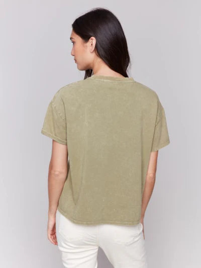 Loose Fit Drop Shoulder Short Sleeve T-Shirt - Celadon - BAY WINDOW