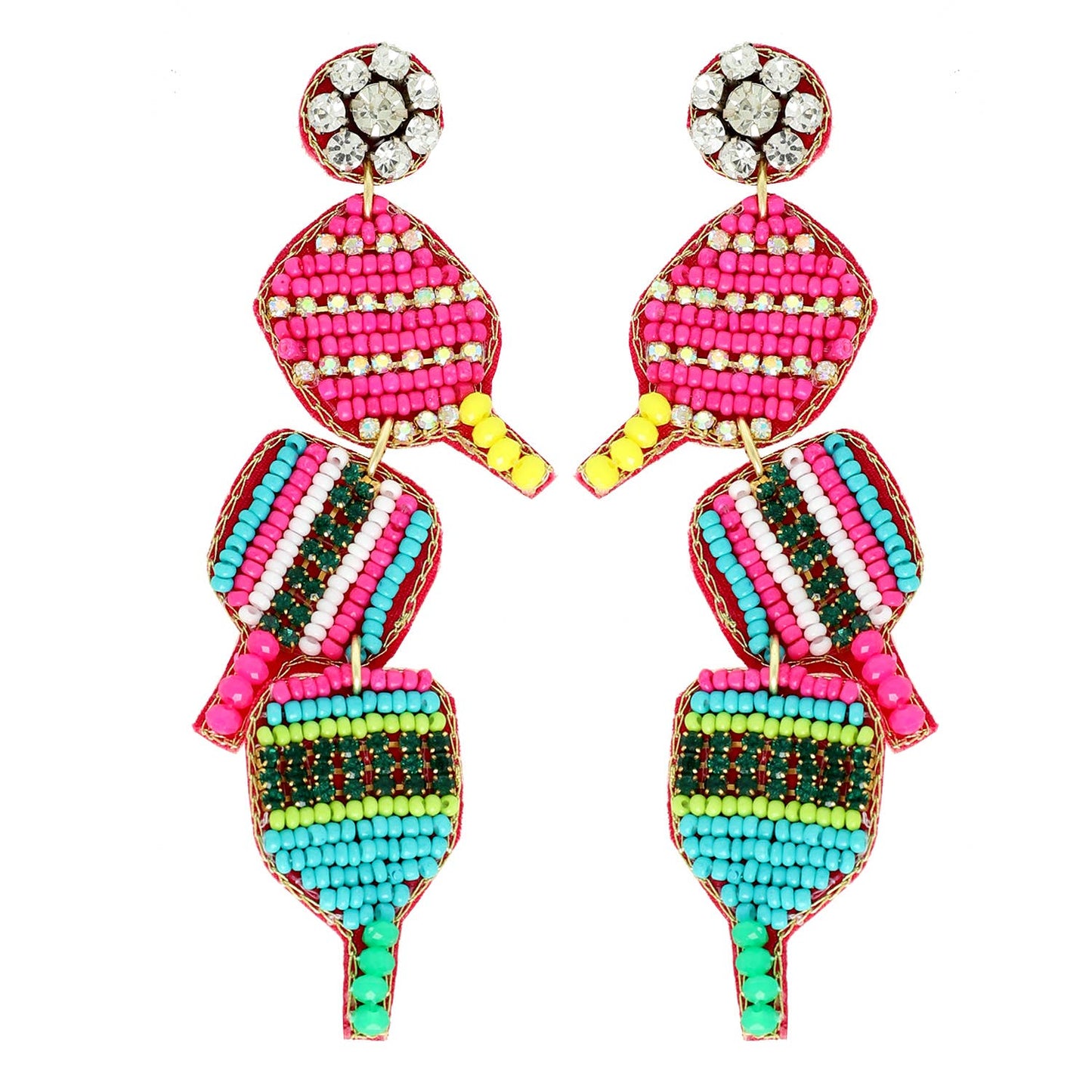 Pickle Ball Paddle Beaded Post Earrings - BAY WINDOW