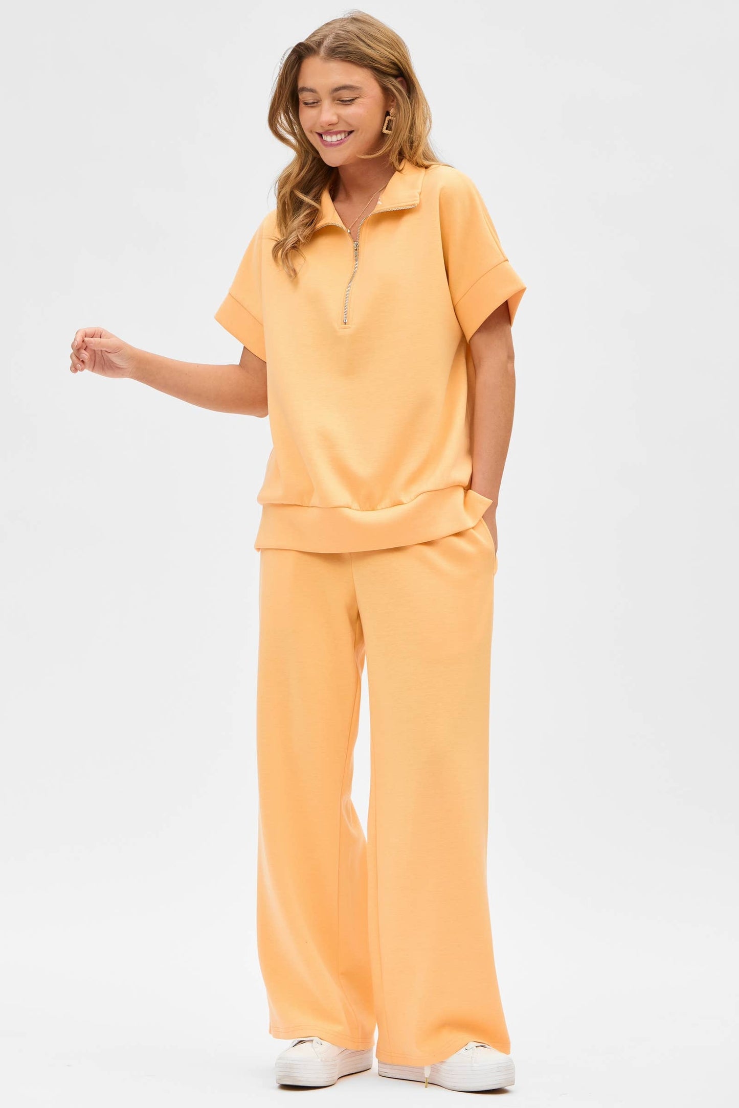 Short Sleeve Quarter Zip + Pants Modal Set - BAY WINDOW