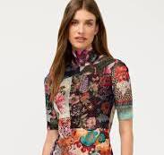 Mesh Elbow Sleeve Mock Neck - Fabiana