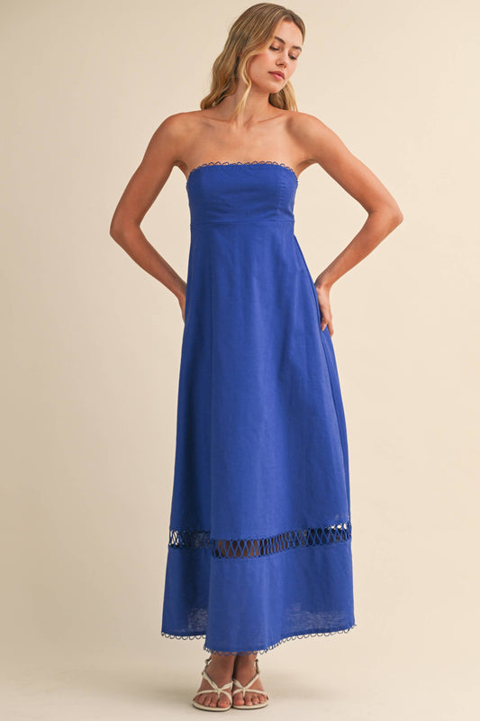 ID10248 LINEN ROPE EMBROIDERED ACCENT MINI DRESS