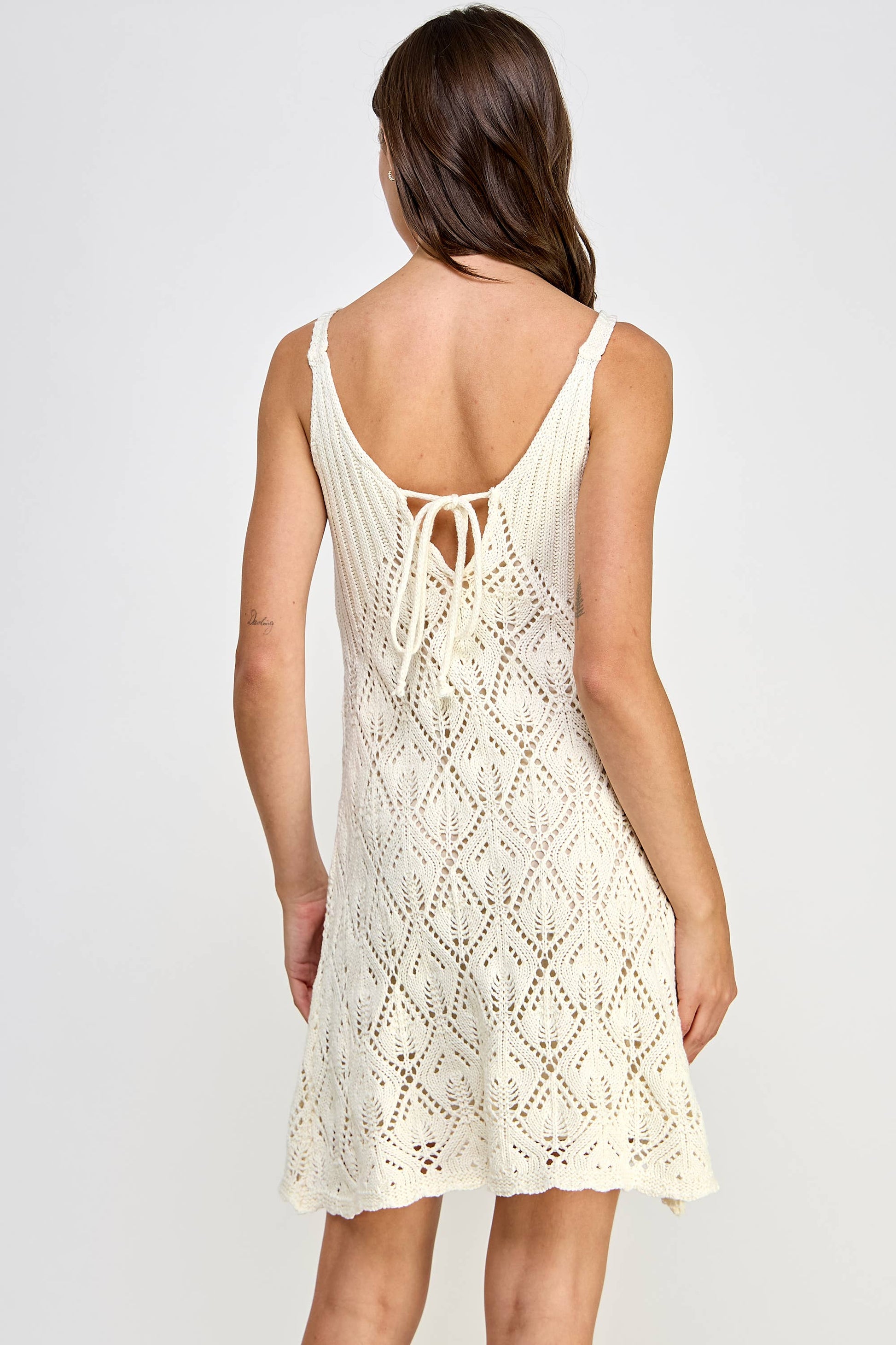 KD-1562-6 Crochet Mini Dress Cream - BAY WINDOW