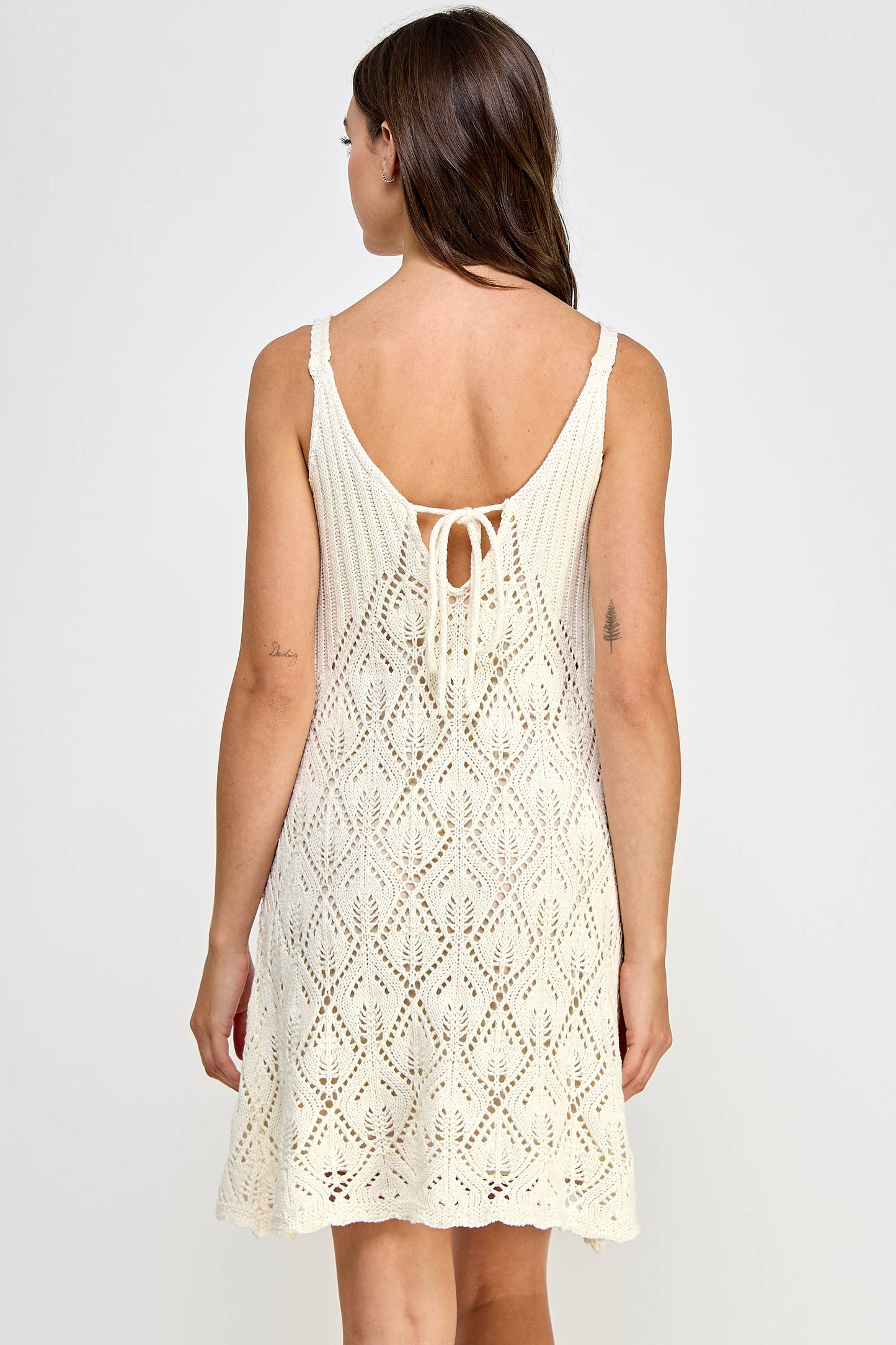 KD-1562-6 Crochet Mini Dress Cream - BAY WINDOW