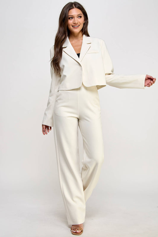 Wide Leg Suit Trousers - BAY WINDOW