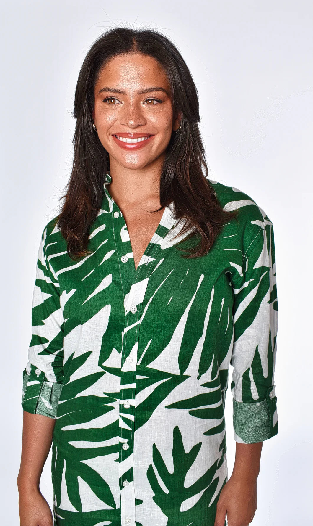 Green Leaf Print Mini Dress - BAY WINDOW
