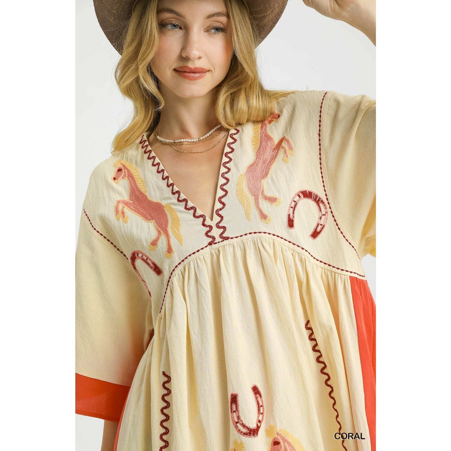 Western Horse Embroidered Dress - BAY WINDOW