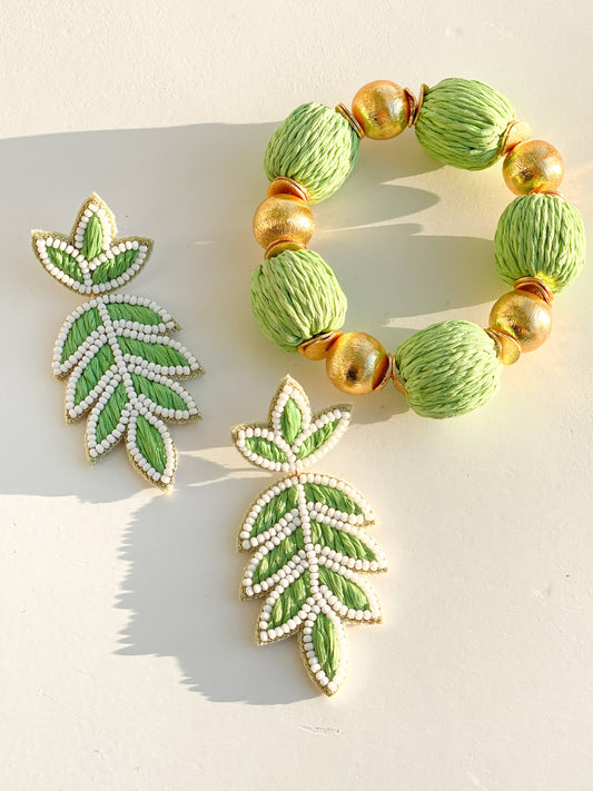 Candace Bracelet Green Raffia | 14mm - BAY WINDOW
