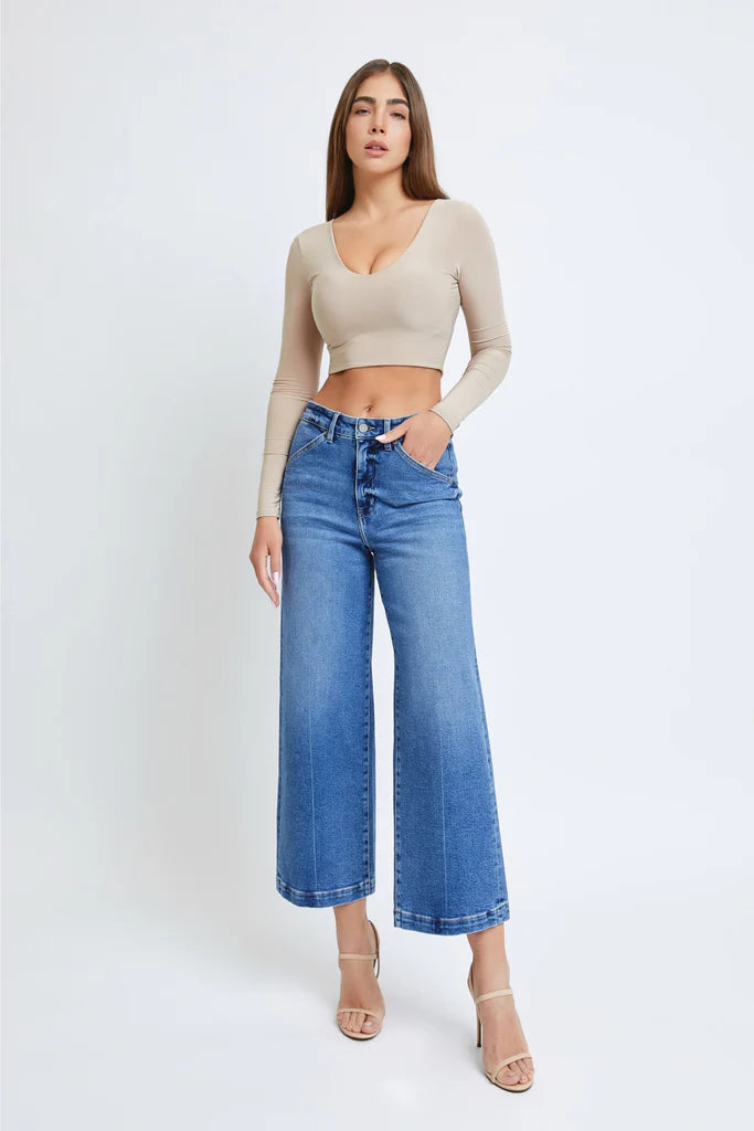 26" Inseam Nori Cropped Wide Leg Trouser - BAY WINDOW