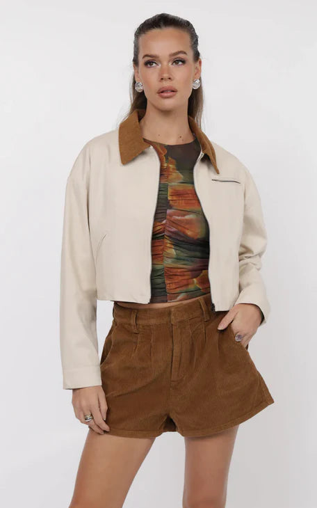 So Fine Wash Corduroy Pleat Front Short - Brown - BAY WINDOW