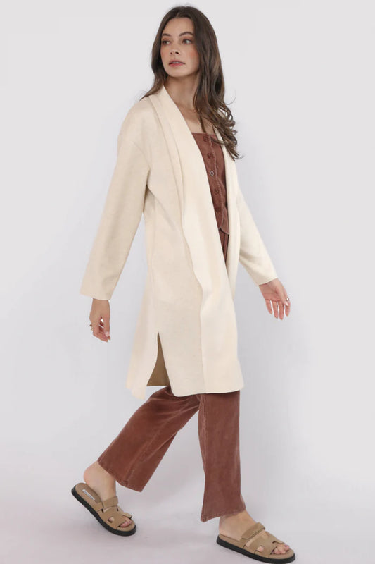 Alessia Shawl Collar Open Coat - Ivory - BAY WINDOW