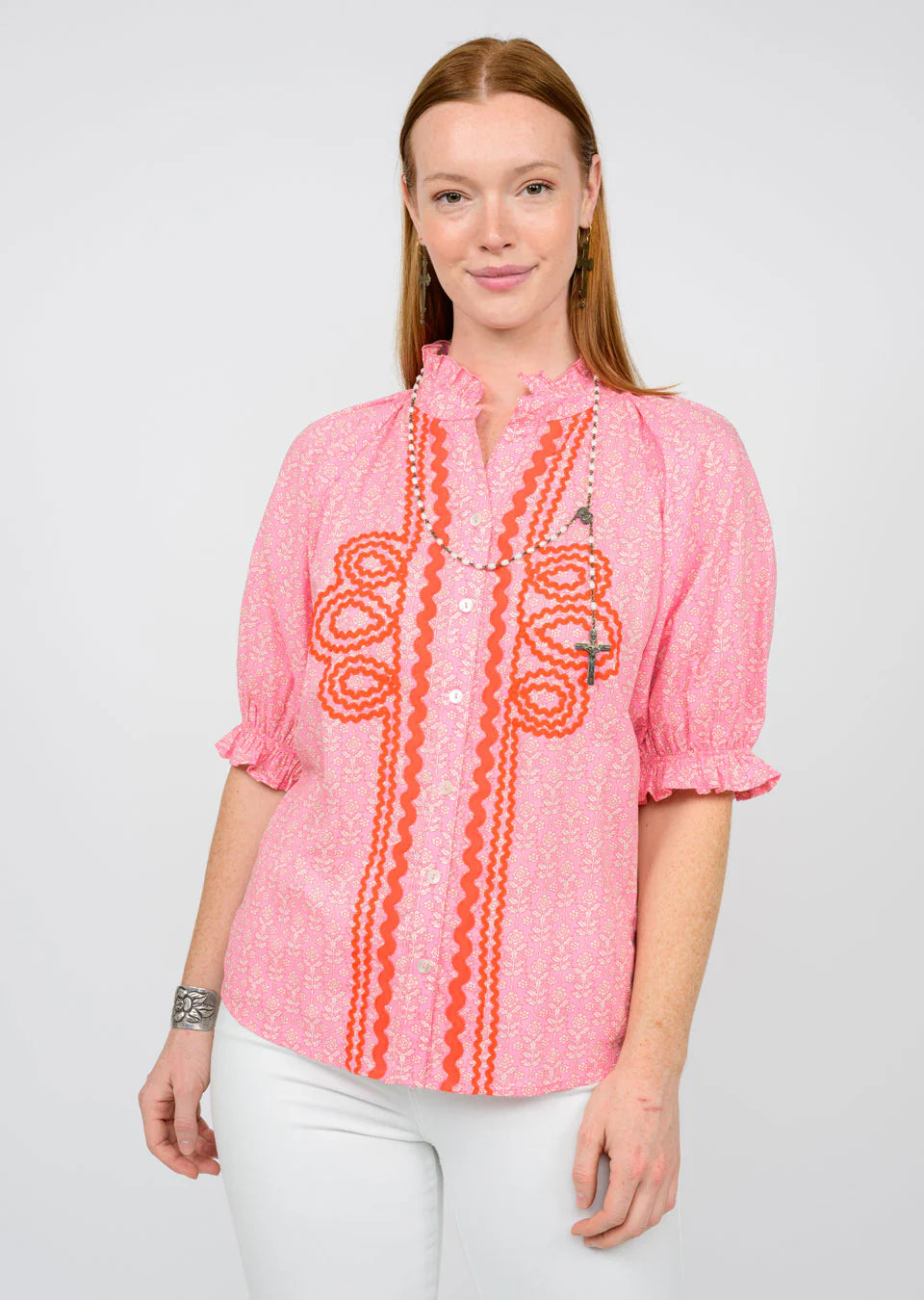 Rosalinda Blouse - Pink Floral - BAY WINDOW