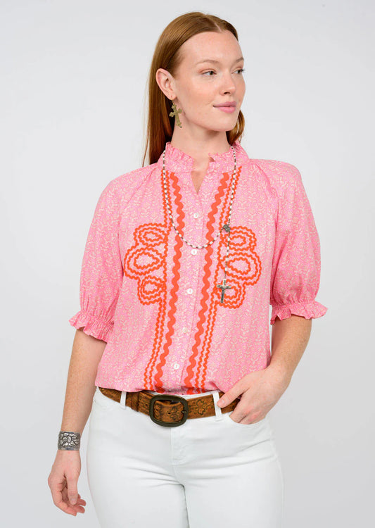 Rosalinda Blouse - Pink Floral - BAY WINDOW