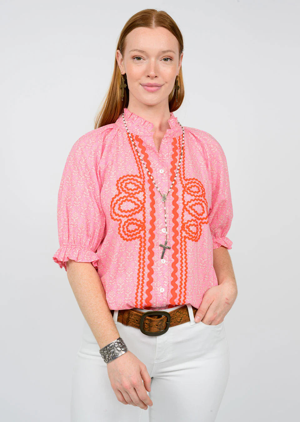 Rosalinda Blouse - Pink Floral - BAY WINDOW