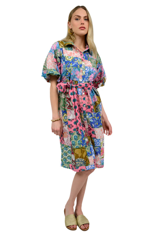 Patchwork Shirt Dress - Multi - BAY WINDOW