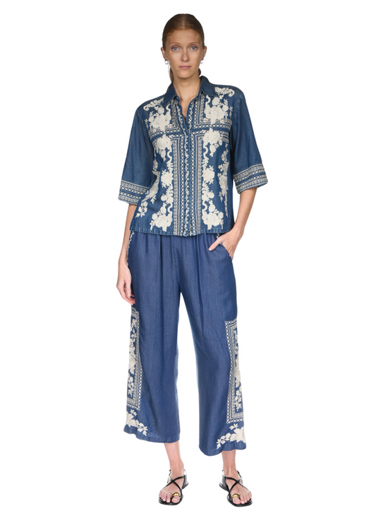 Short Kimono Sleeve Shirt - Randal Denim Blue