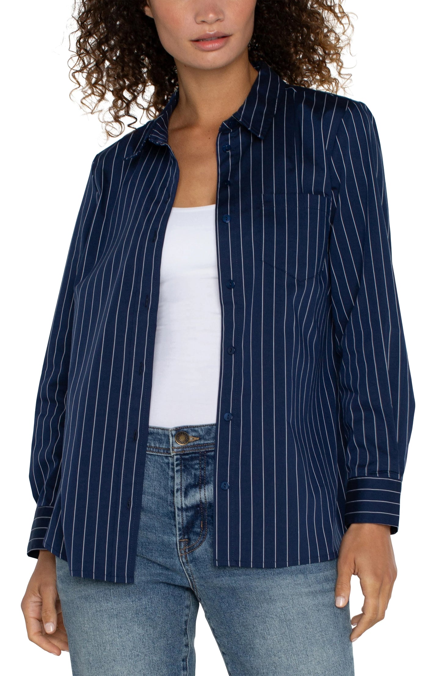 Classic Fit Button Front Poplin Shirt - BAY WINDOW