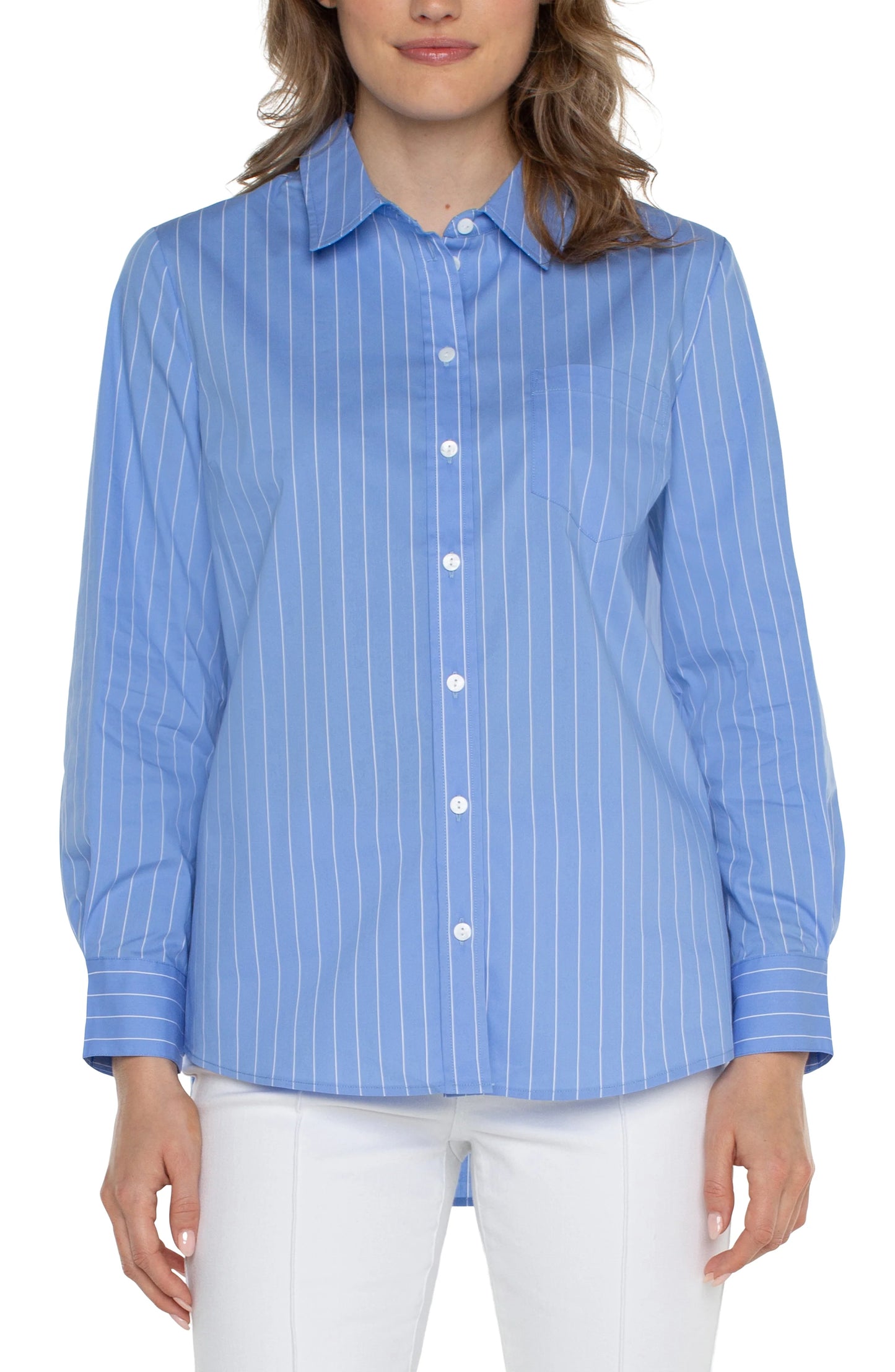 Classic Fit Button Front Poplin Shirt - BAY WINDOW