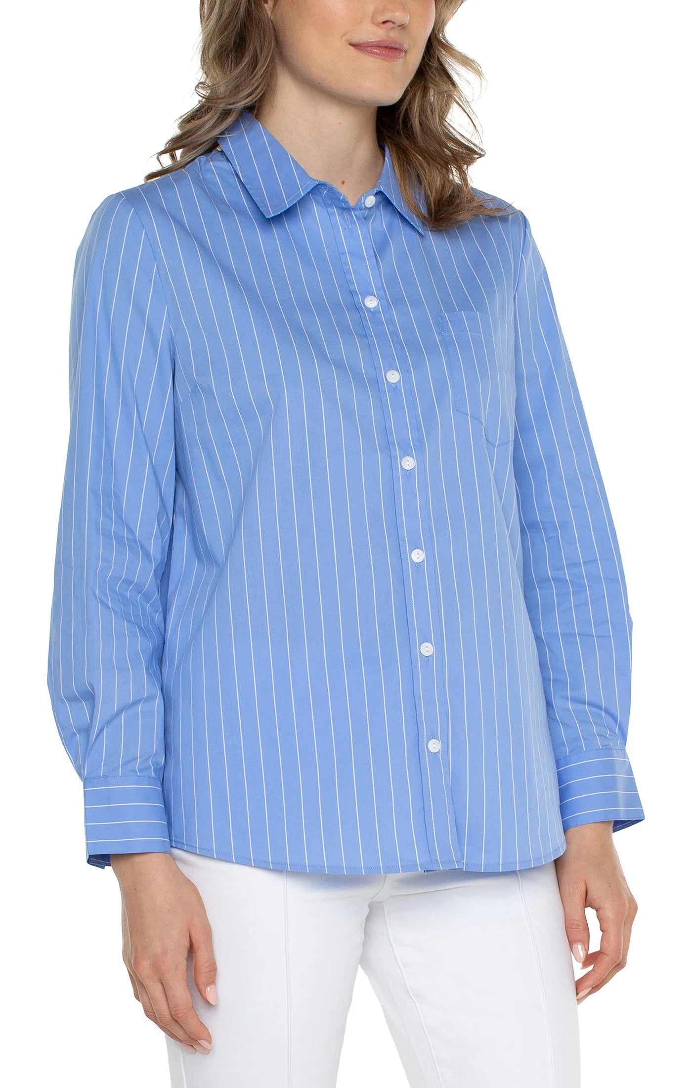 Classic Fit Button Front Poplin Shirt - BAY WINDOW