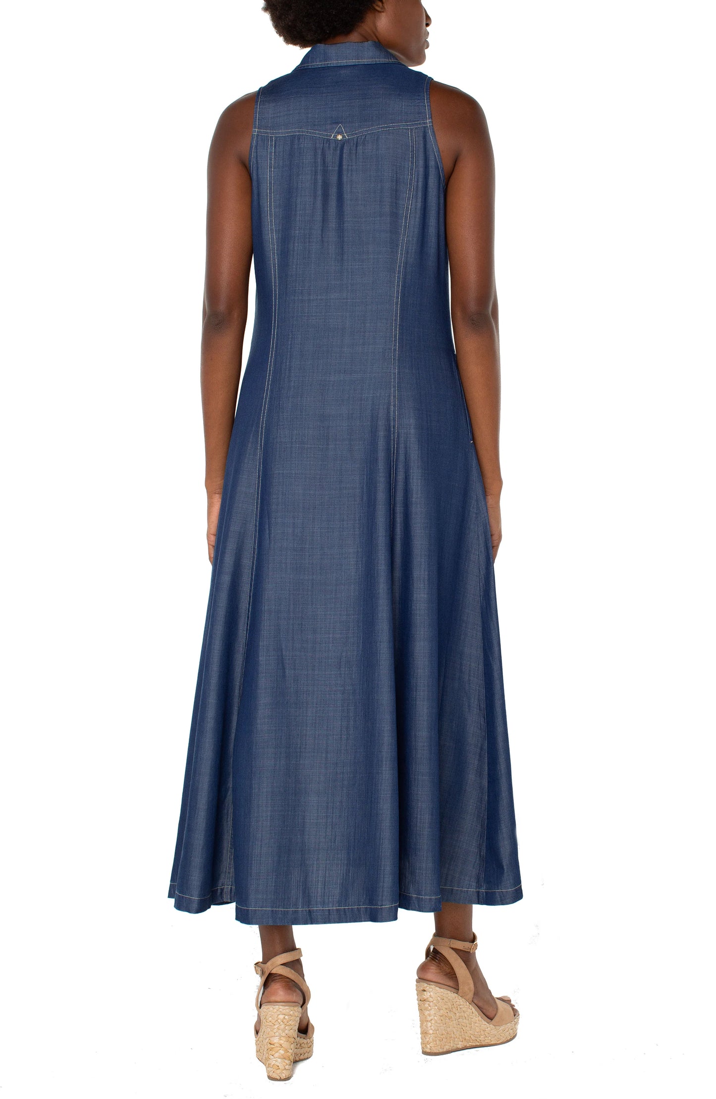Sleeveless Button Down Maxi Dress 54" - Rinse Wash - BAY WINDOW