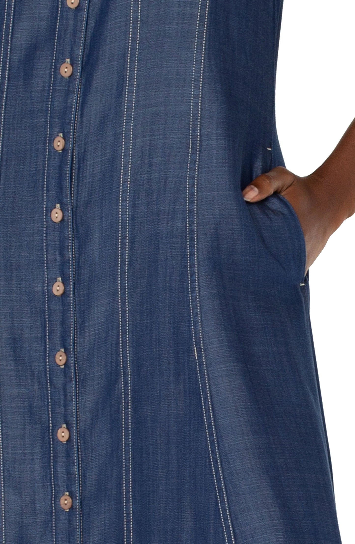 Sleeveless Button Down Maxi Dress 54" - Rinse Wash - BAY WINDOW