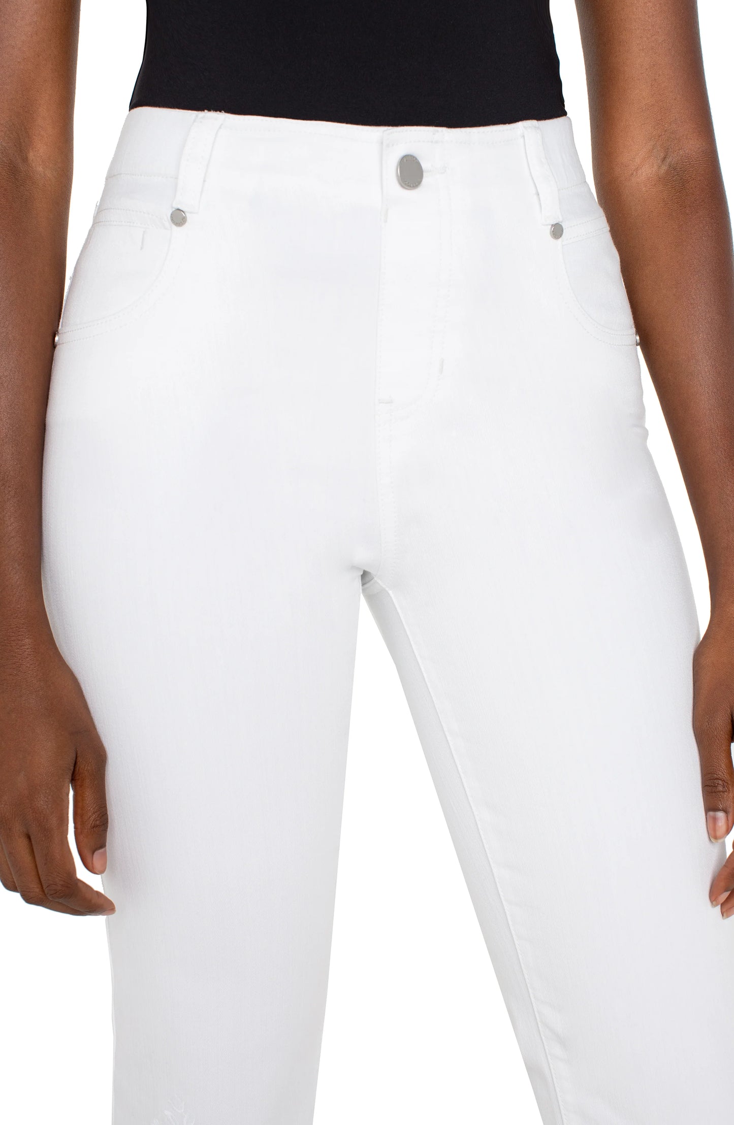 Gia Glider Crop Flare with Fray Hem 25.5" Inseam - Bright White Paisley - BAY WINDOW
