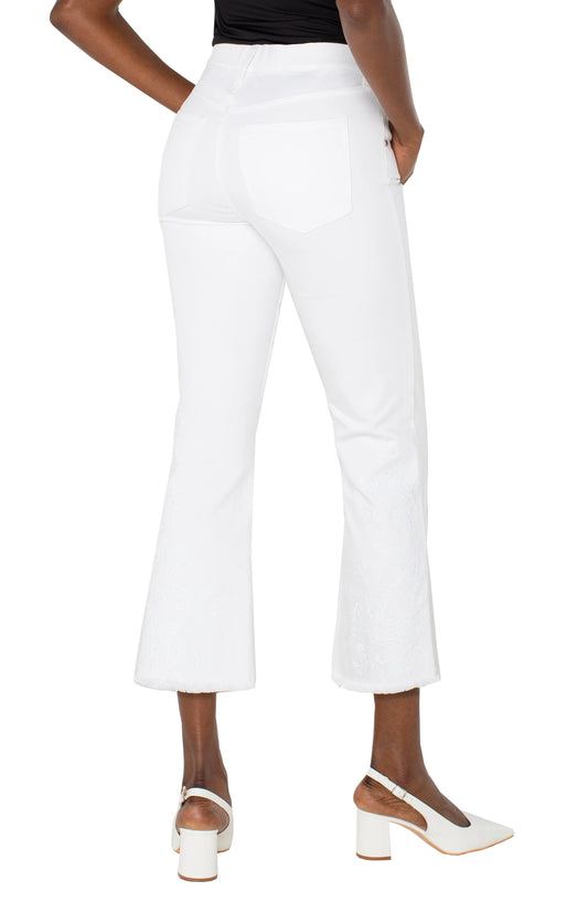 Gia Glider Crop Flare with Fray Hem 25.5" Inseam - Bright White Paisley - BAY WINDOW