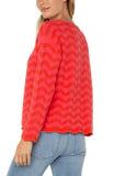Long Sleeve Boat Neck Scallop Hem Sweater - Pink/Red Stripe - BAY WINDOW