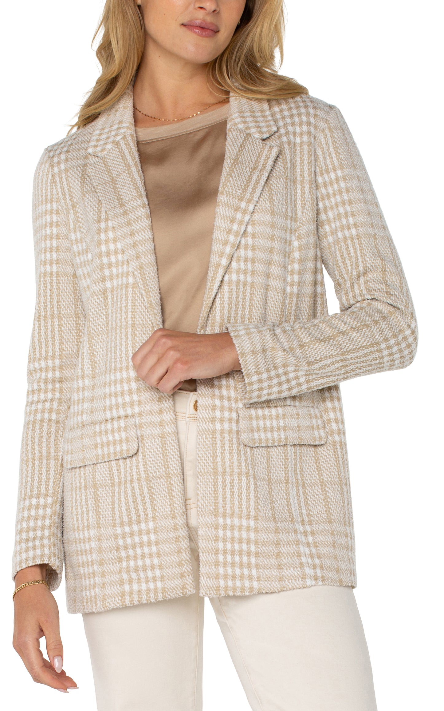 Boyfriend Blazer - Cream/Tan Plaid - BAY WINDOW