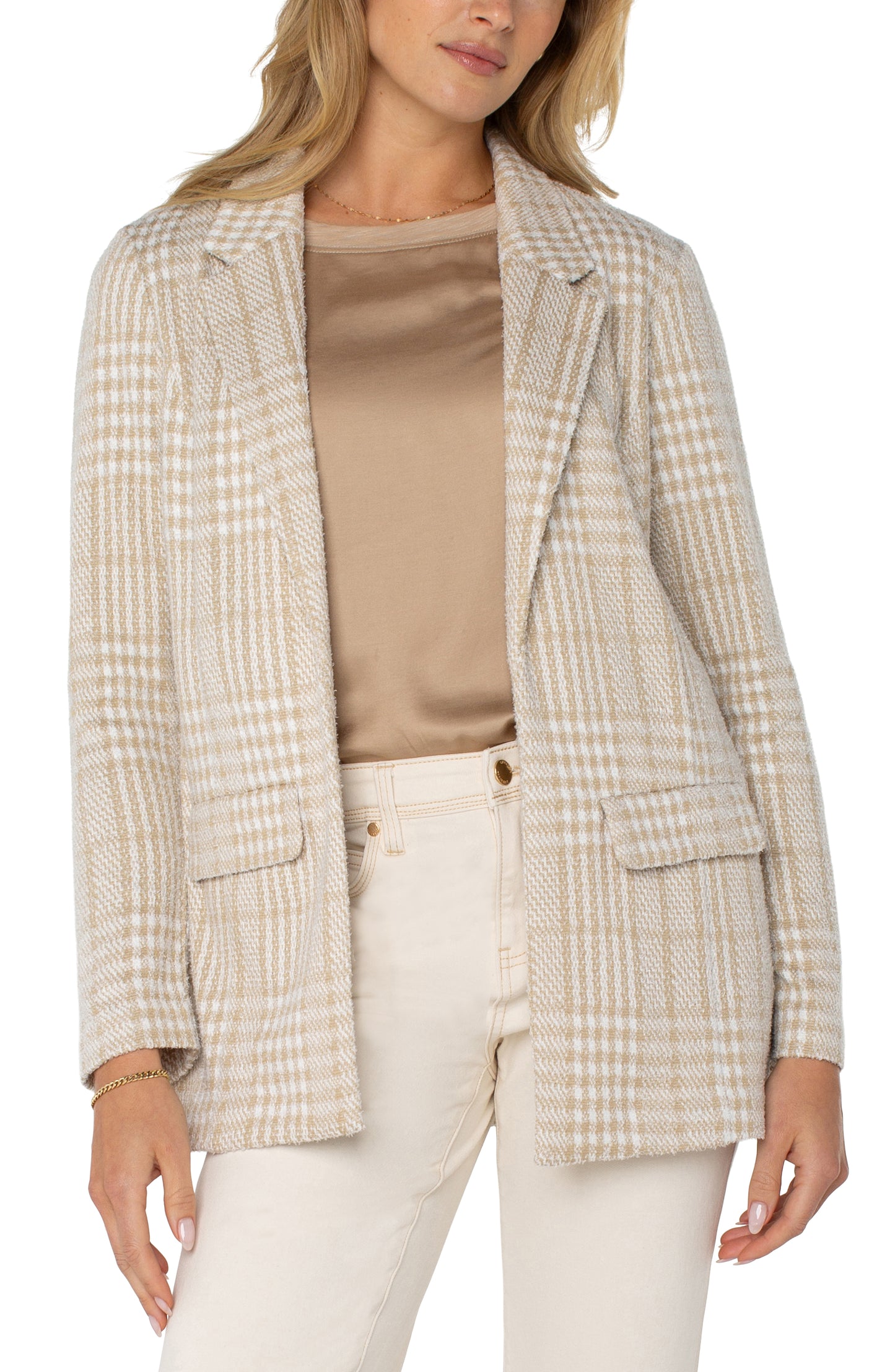 Boyfriend Blazer - Cream/Tan Plaid - BAY WINDOW