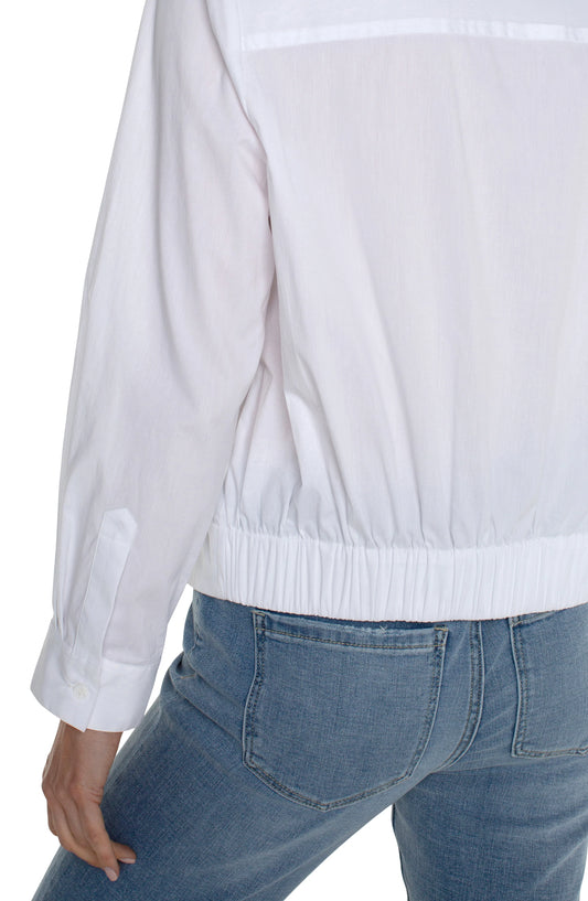 Button Front Shirt with Elastic Back Waist - BAY WINDOW