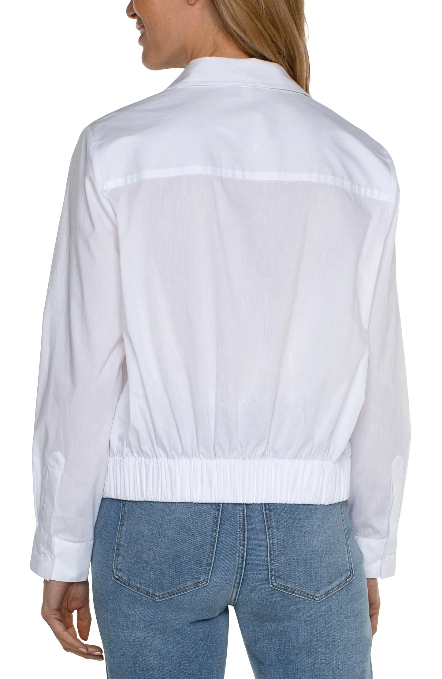 Button Front Shirt with Elastic Back Waist - BAY WINDOW
