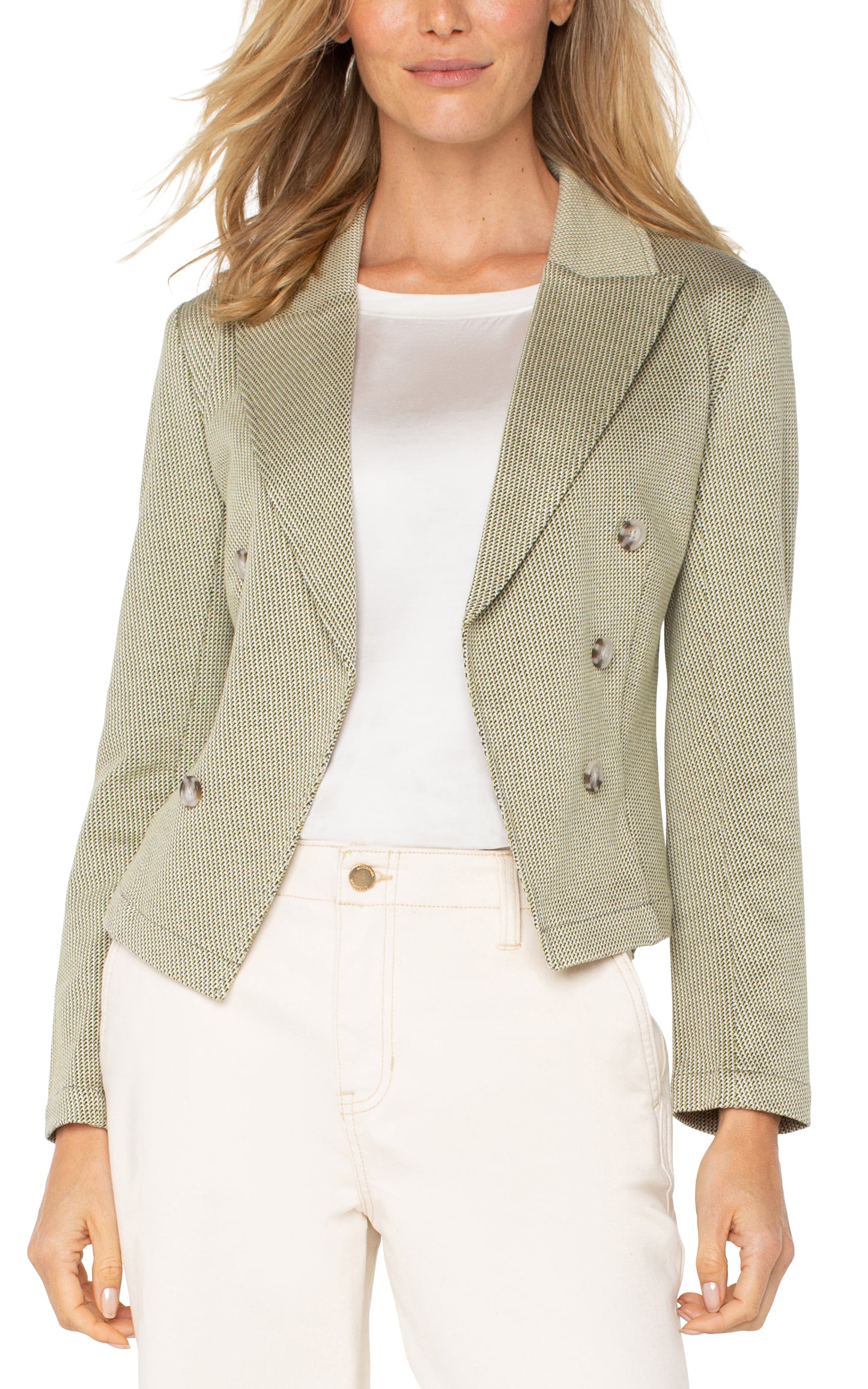 Open Front Blazer - Artichoke/Cream/Brown - BAY WINDOW