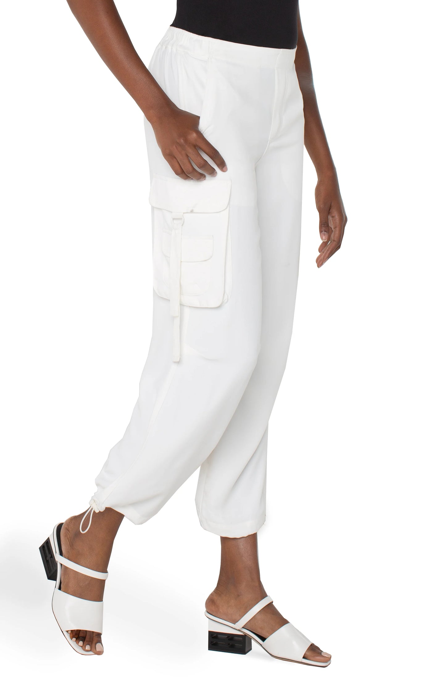 Pull On Parachute Cargo Pants - Porcelain - BAY WINDOW