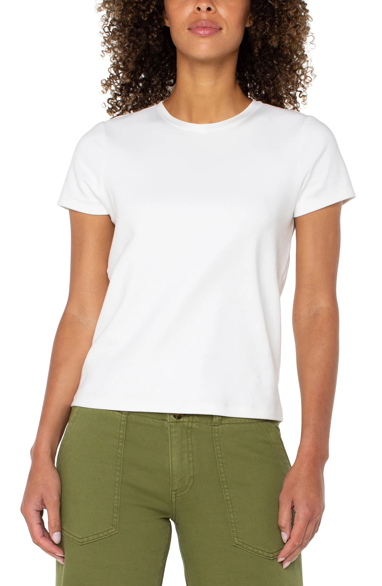 Short Sleeve Crew Neck Tee - White - BAY WINDOW