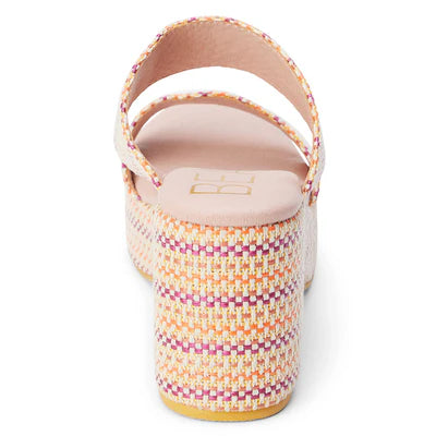 Ocean Avenue Platform Sandal in Pink Raffia - BAY WINDOW
