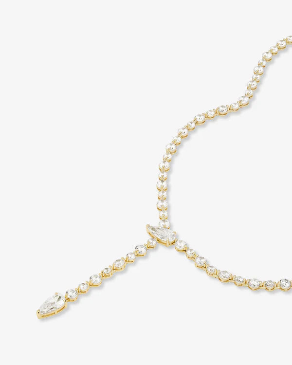 She's Arrived Lariat Tennis Necklace - Gold - BAY WINDOW